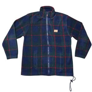 Lauren Ralph Lauren Petite‎ Plaid Fleece Jacket Navy Green Red Full Zip P/S